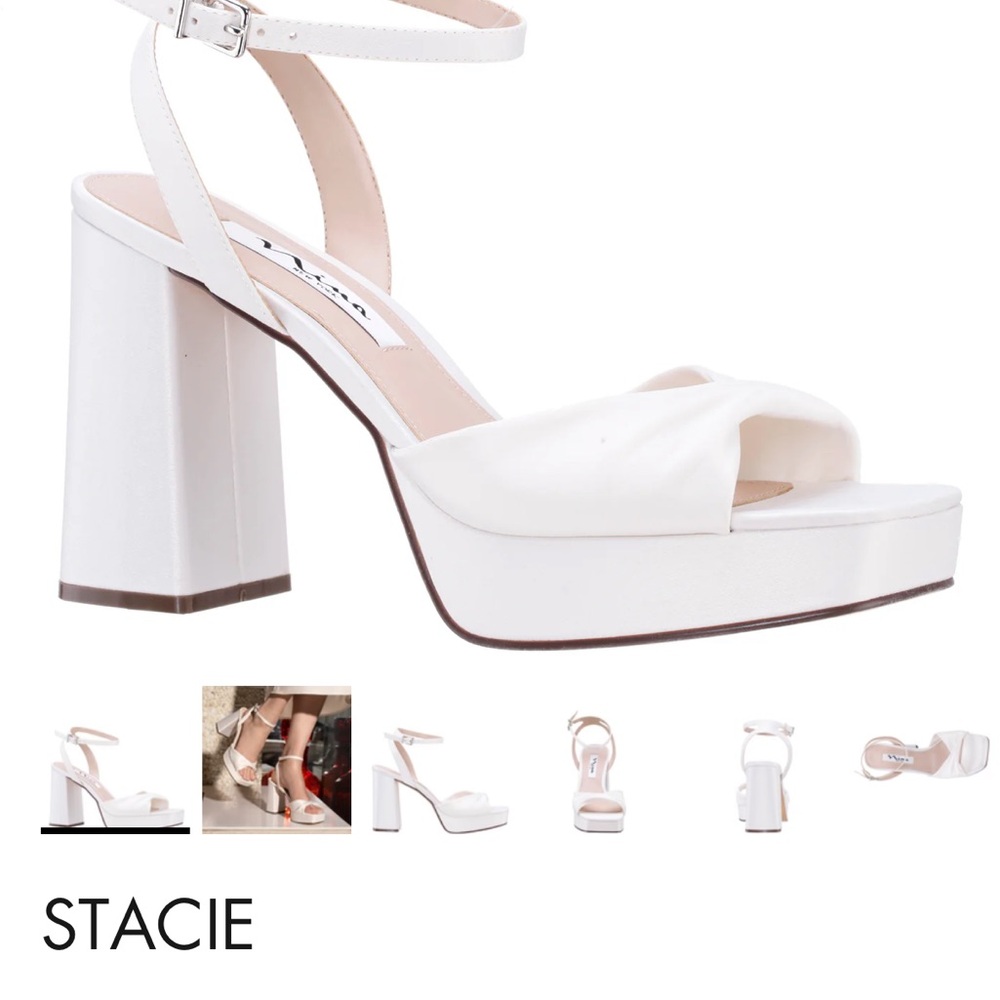 Nina ivory Platform Sandals with Chunky Heel